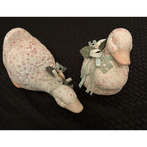 Vintage Country Cottage Farmhouse Geese Ducks Set 2 Ceramic Easter Spring READ